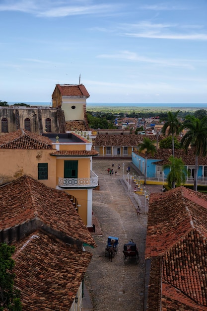 Aerial view of a small touristic Cuban Town Trinidad