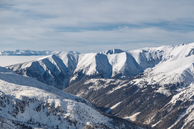 Aerial view of the snowy peaks