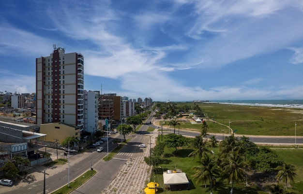 Aerial view of Soares Lopes Avenue in the city of IlhÃ©us Bahia Brazil.