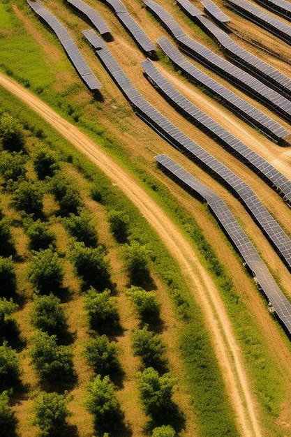 Photo aerial view of solar panel field in bhojawala nagina