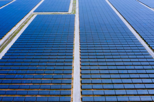 Aerial view of solar panels