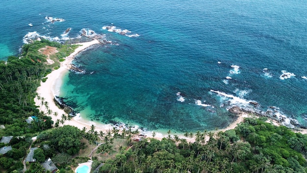 Aerial view of the south coast of the island of Sri Lanka