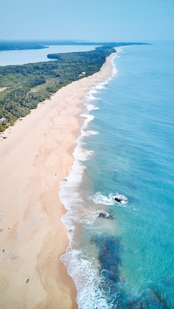 Aerial view of the south coast of the island of Sri Lanka