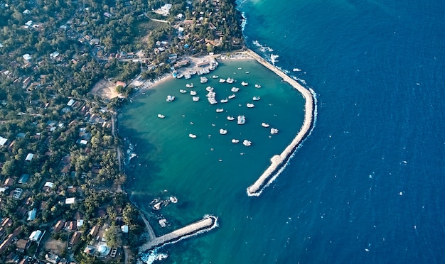 Aerial view of the south coast of the island of Sri Lanka