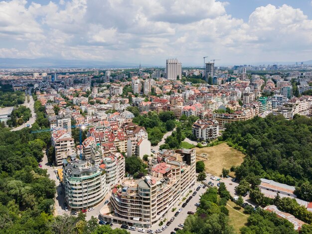 Aerial view of South Park in city of Sofia Bulgaria