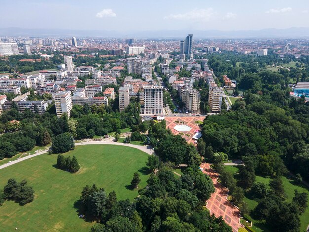 Aerial view of South Park in city of Sofia Bulgaria