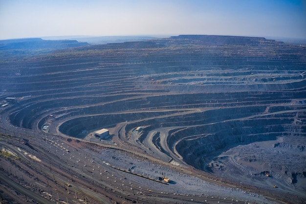 Aerial view of southern mining factory mine quarry in ukraine