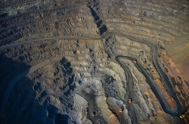 Aerial view of southern mining factory, mine quarry in Ukraine