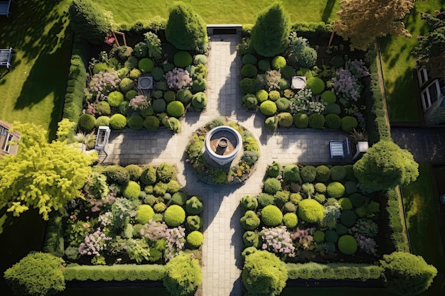 Aerial View Of Square Garden Design