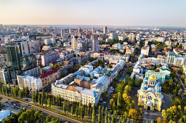 Aerial view of st volodymyr cathedral in kiev ukraine