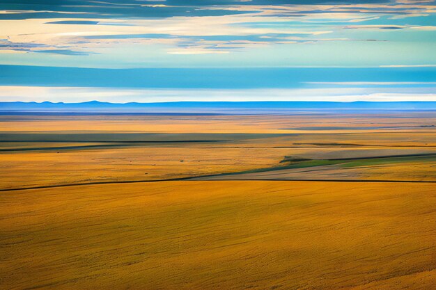 Photo aerial view of the steppe sunset in the steppe
