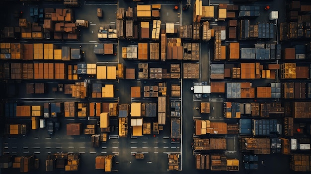 Photo aerial view of storage warehouse generative ai