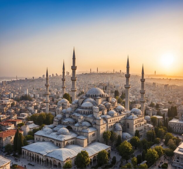 Photo aerial view of suleymaniye mosque at sunset istanbul turkey