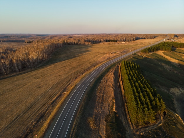 Aerial view of a summer road