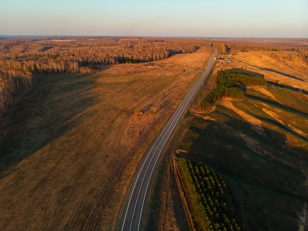 Aerial view of a summer road