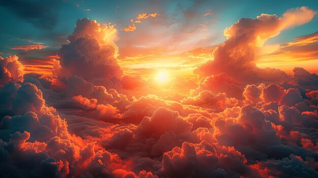 An aerial view of sunset skies and clouds