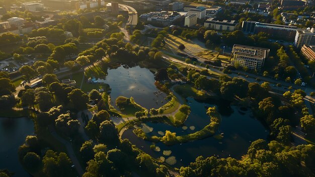 Photo aerial view of superkilen park copenhagen denmark generative ai