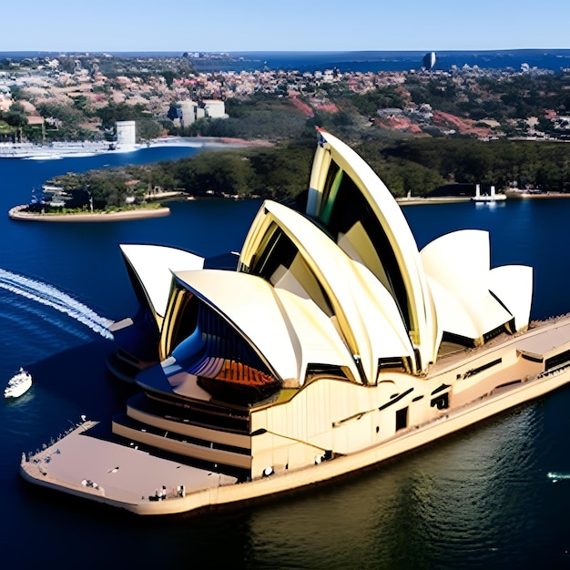 An aerial view of the sydney opera house