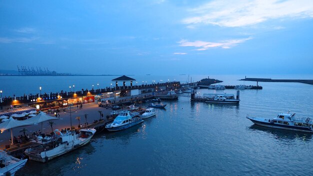 Photo aerial view of tamsui fishermans wharf taiwan
