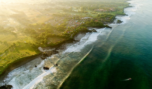 Aerial view to Tanah lot temple