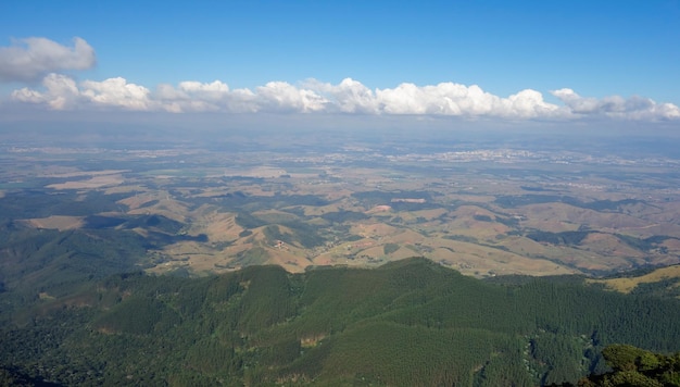 Aerial view over taubate city in vale do paraiba valley sao paulo brazil