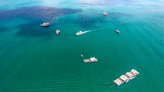 Aerial View of Thom Island, Phu Quoc, Vietnam. Beautiful tropical blue beach in the Gulf of Thailand