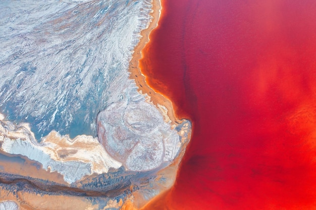 Aerial view of a titanium mine with tailing ponds