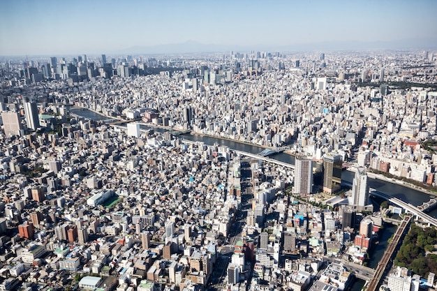 Aerial view Tokyo cityscape Japan