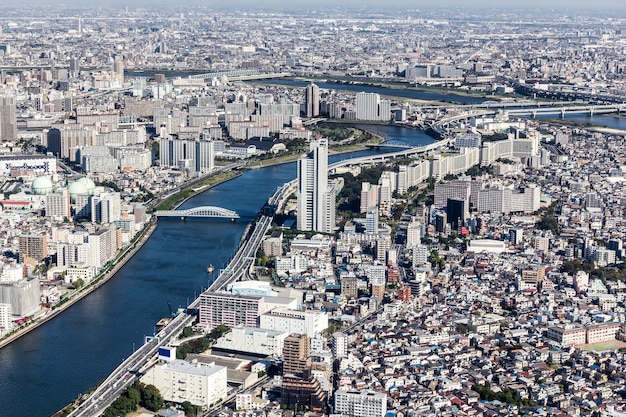 Vista aerea paesaggio urbano di tokyo giappone