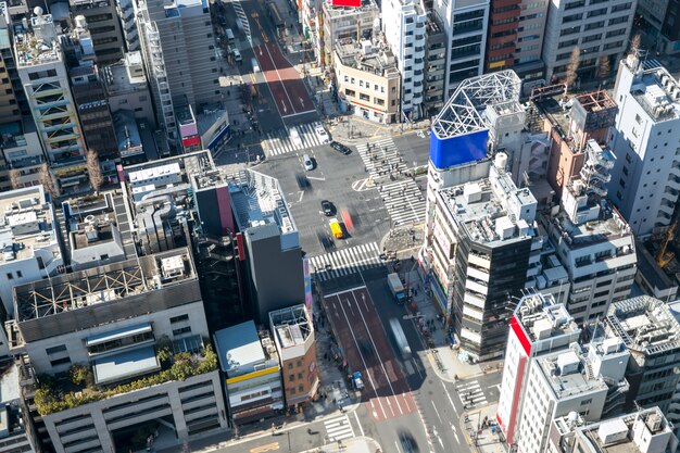 Aerial view of Tokyo downtown