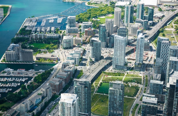 Photo aerial view of toronto city skyline, canada