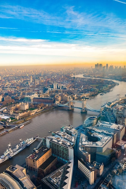 Aerial view of the Tower Bridge in London