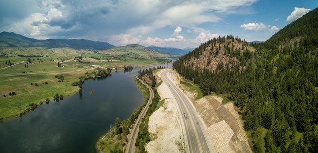 Aerial view of TransCanada Highway near Thompson River