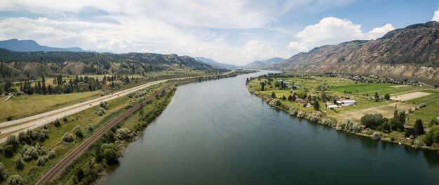 Aerial view of TransCanada Highway near Thompson River