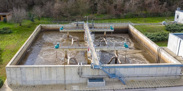 Aerial view of the treatment plant Water purification