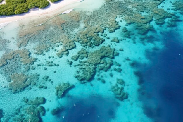 Вид с воздуха на тропический пляж с чистой океанской водой