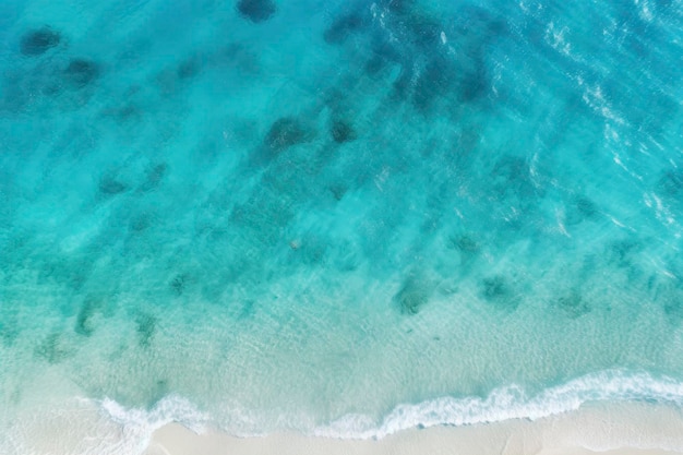 Aerial view of tropical beach with clear ocean water