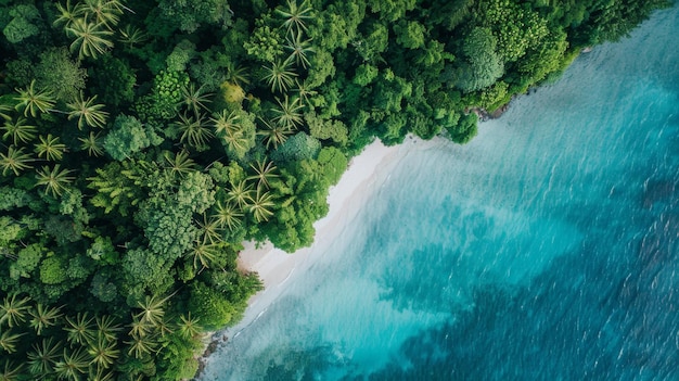 Photo aerial view of tropical beach with palm trees