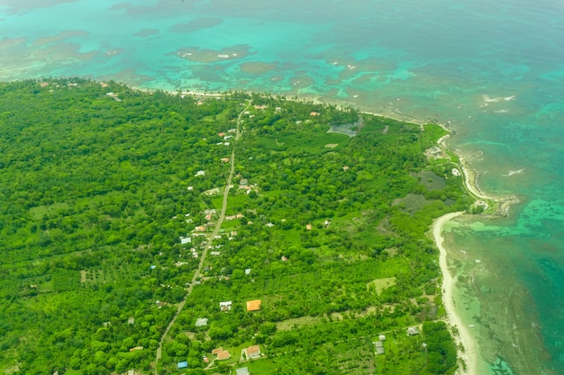 Aerial view of tropical island , Big Corn Island, Nicaragua