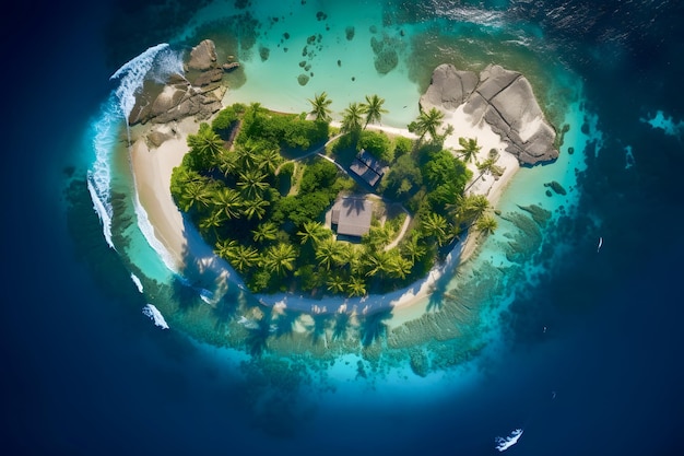 Aerial view of tropical island