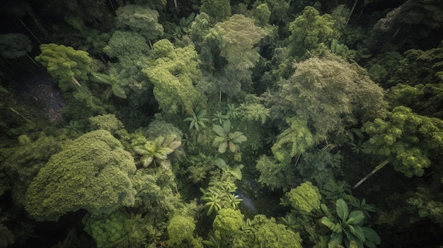 Aerial view of a tropical rainforest