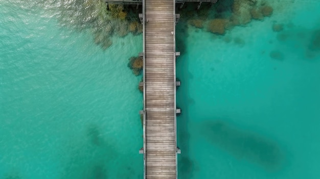 Photo aerial view of tropical wooden pier illustration ai generative