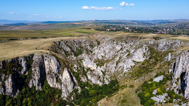 Aerial view of Tureni Gorges in Transylvania region of Romania.