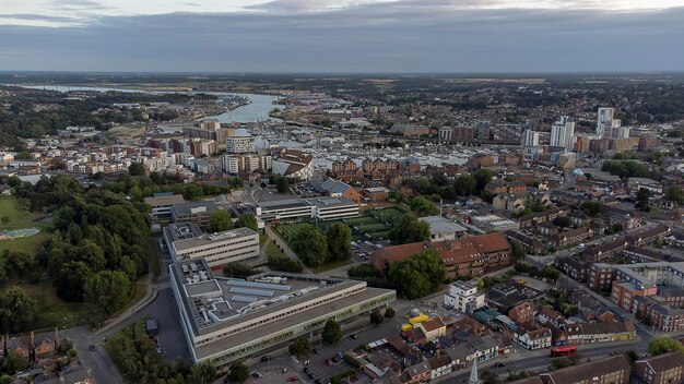 An aerial view of the university of suffolk in ipswich uk