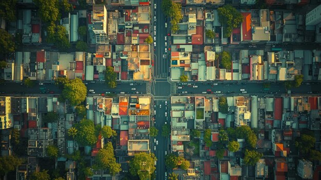 Aerial View of Urban City Grid