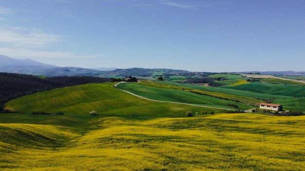 Foto vista aerea della val dorcia in toscana - italia