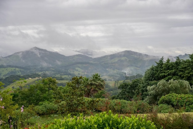 Aerial view valley in Monte Alegre do Sul in the state of Sao Paulo in Brazil