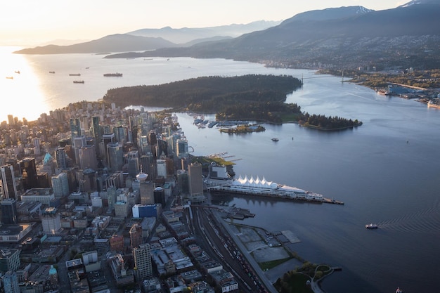 Aerial View of Vancouver Downtown British Columbia Canada