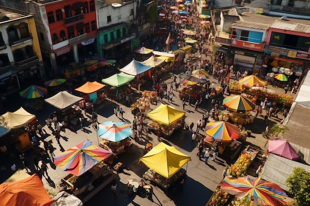 Aerial view of the vibrant and bustling markets in 00019 02