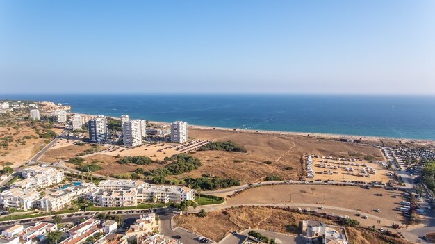 Aerial view of the village of Alvor, in the summer, in southern Portugal, Algarve